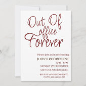 Out モダン of Office Foreverカスタムおもしろい退職 招待状 (正面)