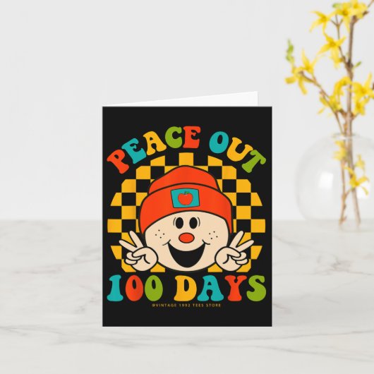 Out 100 Days Of School Teacher Student Eyes Happy  カード (黄色い花)