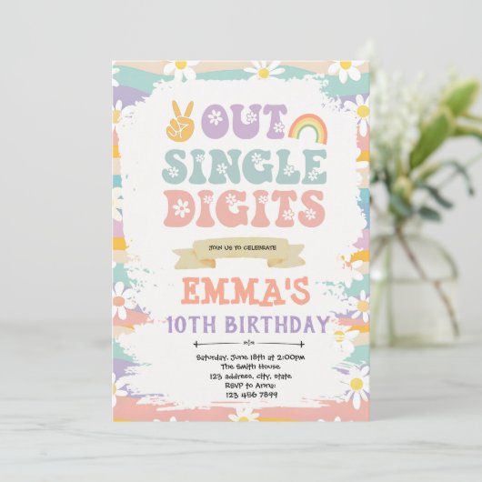 Out digits peace 独身の birthday招待状 招待状 (スタンド正面)