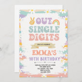 Out digits peace 独身の birthday招待状 招待状 (正面/裏面)