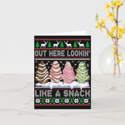 Out Here Lookin' Like A Snack Christmas Cakes Debb カード (黄色い花)