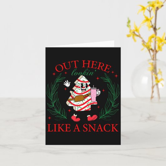 Out Here Looking Like A Snack Funny Christmas Tree カード (黄色い花)