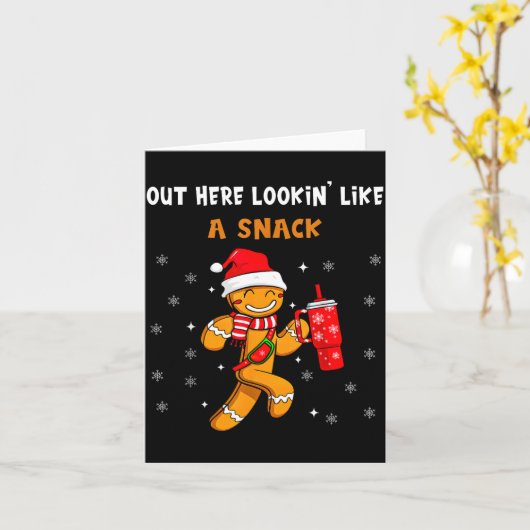 Out Here Looking Like A Snack Funny Gingerbread Ch カード (黄色い花)