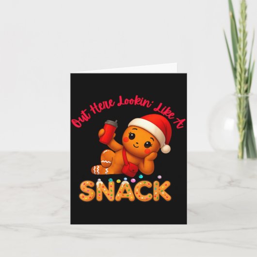 Out Here Looking Like A Snack Funny Xmas Light Gin カード (正面)