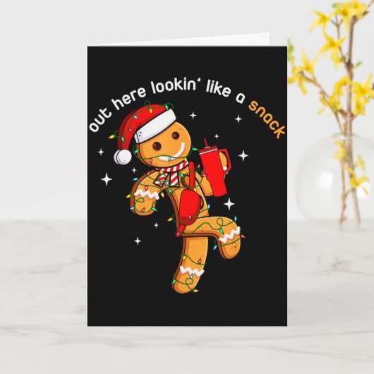 Out Here Looking Like A Snack Funny Xmas Light Gin カード (黄色い花)