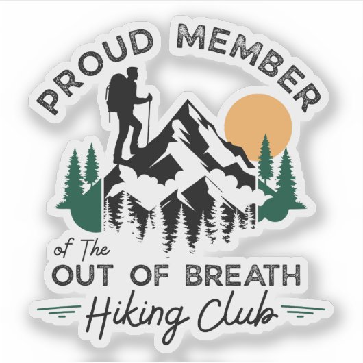 Out Of Breath Hiking Club Vintage Mountain シール (正面)
