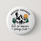 Out Of Breath Hiking Club Vintage Mountain 缶バッジ (正面)