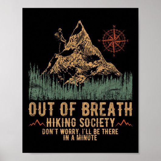 Out Of Breath Hiking Society Funny Mountain Climbi ポスター (正面)
