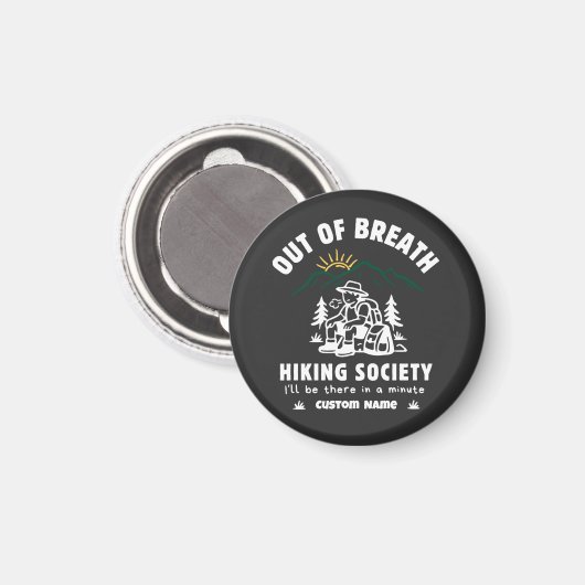 Out of Breath Hiking Society Funny Retro マグネット (正面/裏面)