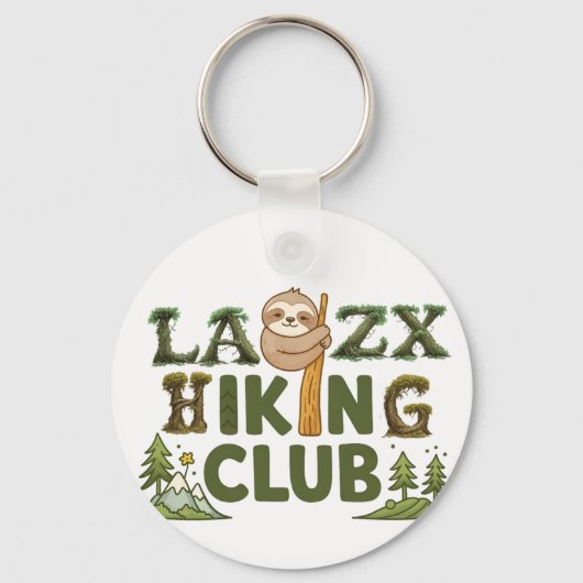 Out Of Breath Hiking Society Funny Sloth Hiker キーホルダー (正面)