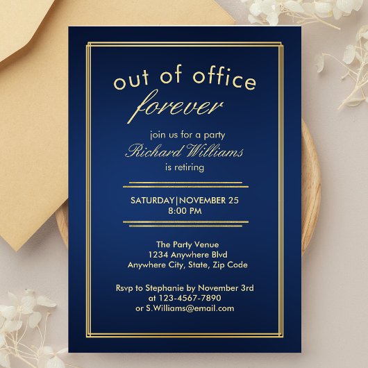Out of Office 企業の Forever Retirementパーティー 招待状