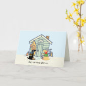 Out of Office Funny Dog Greeting Card カード (黄色い花)