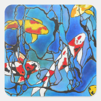 "Out Of The Blue"コイフィッシュアート絵画! スクエアシール