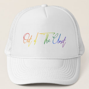 Out Of The Closet LGBT虹の旗手書き キャップ