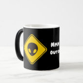 "Out Of The World" Funny Alien Sign モーフィングマグカップ (正面左)