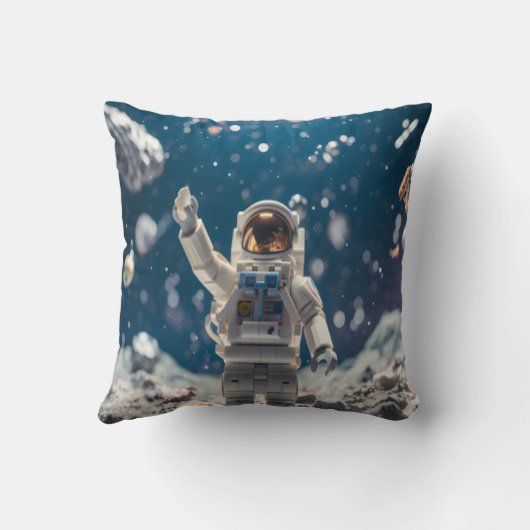 Out of This World Astronaut in Space Throw Pillow クッション (裏面)