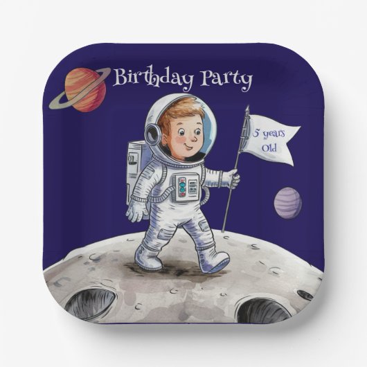 Out-Of-This-World Birthday Party – 宇宙飛行士テーマ ペーパープレート (正面)
