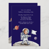 Out-Of-This-World Birthday Party – 宇宙飛行士テーマ 招待状 (正面/裏面)