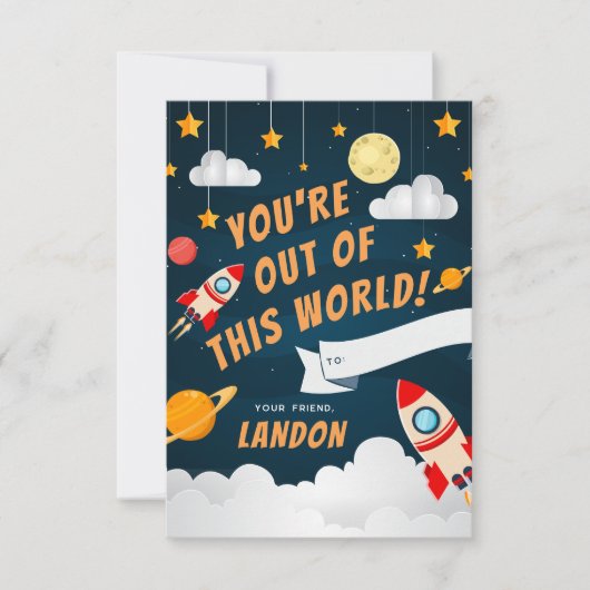 Out of This World Classroom Valentine's Dayカード 招待状 (正面)