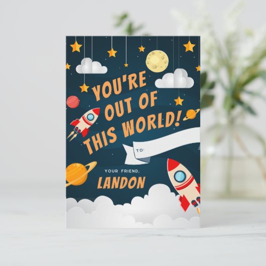 Out of This World Classroom Valentine's Dayカード 招待状 (スタンド正面)