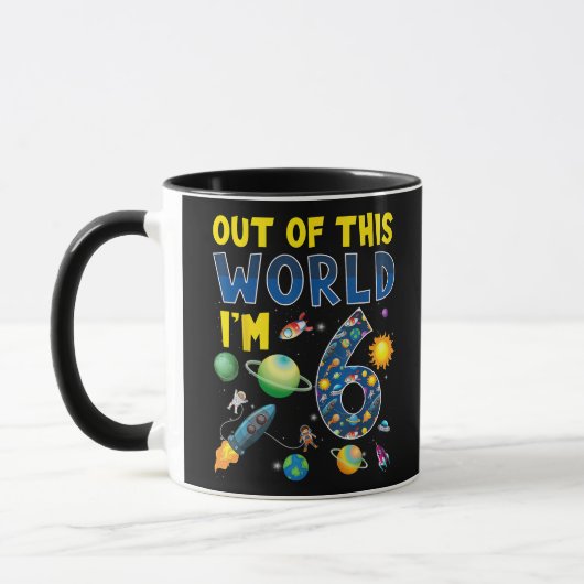 Out Of This World I'm 6宇宙ロケット誕生日部 マグカップ (左)