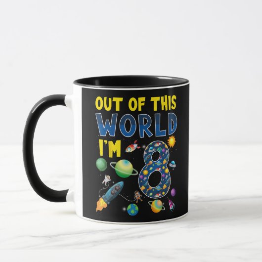 Out Of This World I'm 8宇宙ロケット誕生日部 マグカップ (左)