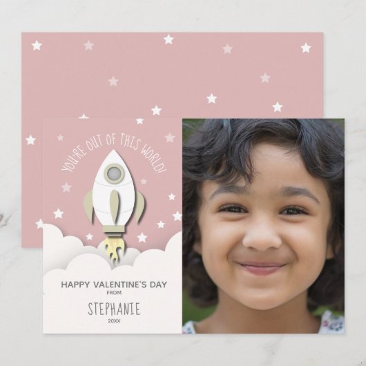 Out of This World Pink Rocket Valentine Photo (正面/裏面)