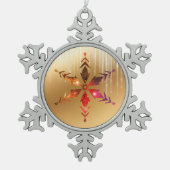 Out of this World Snowflake with金ゴールド スノーフレークピューターオーナメント (正面)