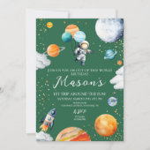 Out of This World Space First Birthday Invitation 招待状 (正面)