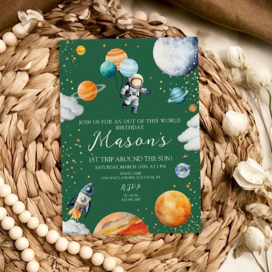 Out of This World Space First Birthday Invitation 招待状