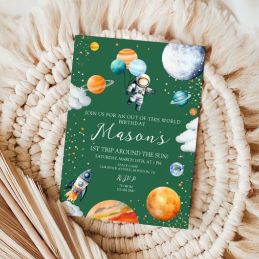 Out of This World Space First Birthday Invitation 招待状