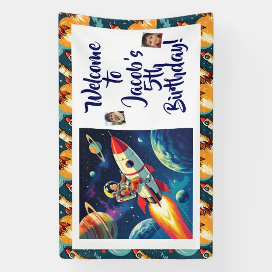 Out of this World Space Themed Boy's Birthday 横断幕 (縦)