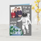 Out of this World Spaceman Father's Day写真 カード (黄色い花)