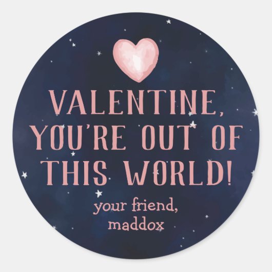 Out of This World Valentineステッカー ラウンドシール (正面)