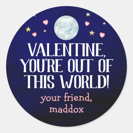 Out of This World Valentineステッカー ラウンドシール (正面)