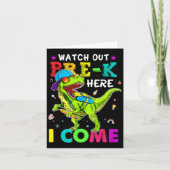 Out Pre K Here I恐竜の来新学期Kid カード (正面)