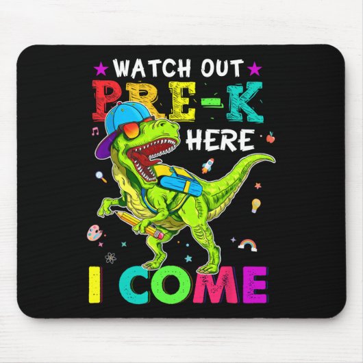 Out Pre K Here I恐竜の来新学期Kid マウスパッド (正面)