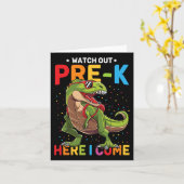 Out Pre-K Here I恐竜来新学期少年 カード (黄色い花)
