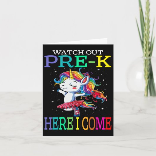 Out Pre-k Here I 来 Unicorn新学期 カード (正面)