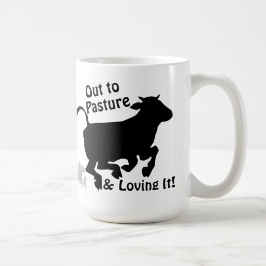 Out to Pasture & Loving It Funny Cow Retirement コーヒーマグカップ (右)