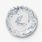 out to space Birthday party ペーパープレート (正面)