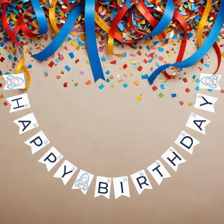 Out to Space Customizable Birthday バンティングフラッグ