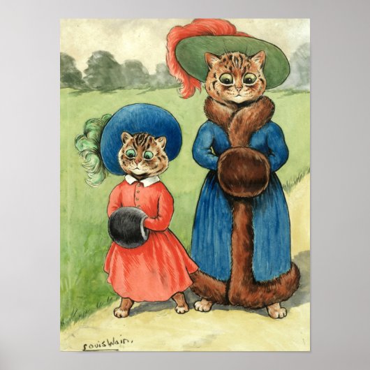 Out with Auntie by Louis Wain ポスター (正面)