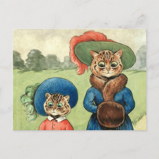 Out with Auntie by Louis Wain ポストカード (正面)