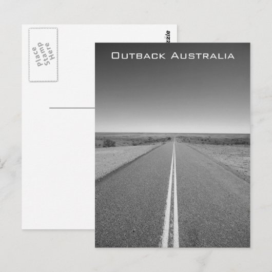 Outback Road Australia、Black and White – はがき (正面/裏面)