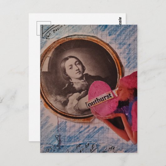 Outburst Messy Mixed Media Collage ポストカード (正面/裏面)