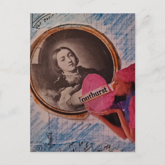 Outburst Messy Mixed Media Collage ポストカード (正面)