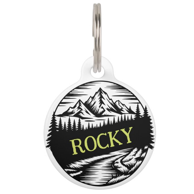 Outdoor Adventure Mountain Personalized ペット　ネームタグ (正面)