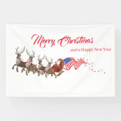 Outdoor Banner Santa Reindeer US Flag Christmas 横断幕 (横)