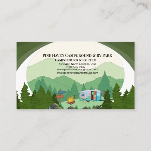 Outdoor Campground RV Park Rustic Design 名刺 (正面)